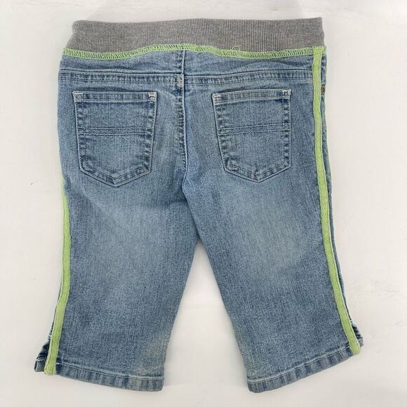 Y2K Girls 2-Piece Outfit – Green Embellished Tee & Denim Striped Capris, Size 4 - Picture 14 of 16